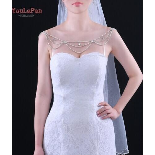 YouLaPan G01 Sparkly Bridal Cape Accessories Bride Strapless Dress Beaded Bolero Evening Party Rhinestone Wedding Shawl Jacket