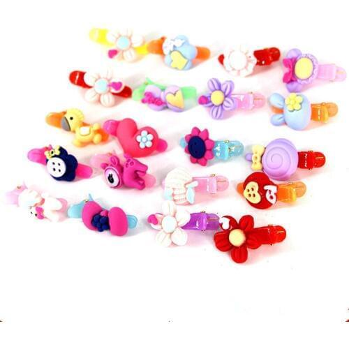 Fashion Barrette Baby Hair Clip 20pcs Cute Flower Solid Cartoon Handmade Resin Flower Children Hairpin Girl Hairgrip Accessories