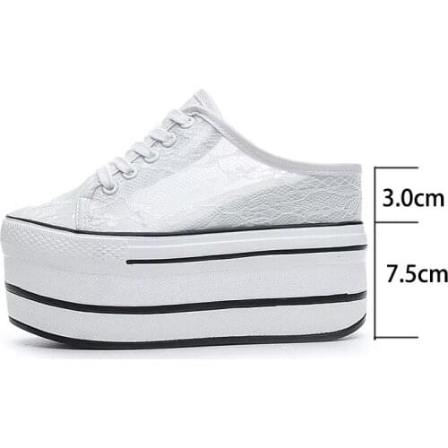 Krasovki 10.5cm Height Increased Platform Wedge Heel Women Summer Shoes Pumps Air Mesh Breathable Lace Sneakers Shoes Slippers