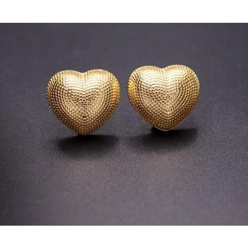 Gold color Copper Heart Shape Earrings For Women18k gold plated boho Stud Earrings fashion jewelry 2020 Lady Gift Dropshipping