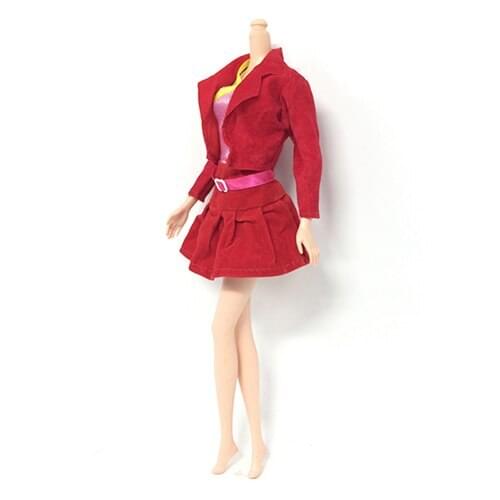 1 X Red Doll Handmade 3 Parts Suit Coat Clothes Dress With Underwear Underclothes For 11" Doll