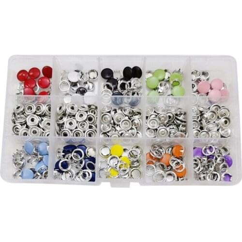 10 Colors Metal Sewing Buttons Hollow Solid Prong Press Studs Snap Fasteners for Clothes Bags