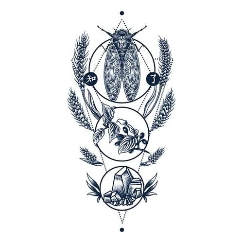 100MM×150MM tattoo waterproof stickers lasting female black and white return imitation pattern template big picture