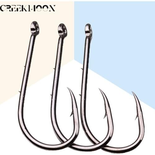 100pcs/lot Long Shank Fishing Hook 1#-6/0# High Carbon Steel Sharp Barbed Offset Narrow Bait Fish Hooks Worm Pond Baitholder