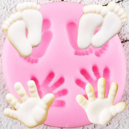3D Baby Foot Hand Silicone Molds DIY Baby Birthday Cupcake Topper Fondant Cake Decorating Tools Candy Chocolate Gumpaste Moulds