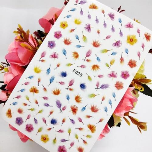 3D Nail Sticker Sliders Foil Designs Summer Colorful Flowers Leaf Nail Art Decoraciones Toenail Manicure Accesorios Tips
