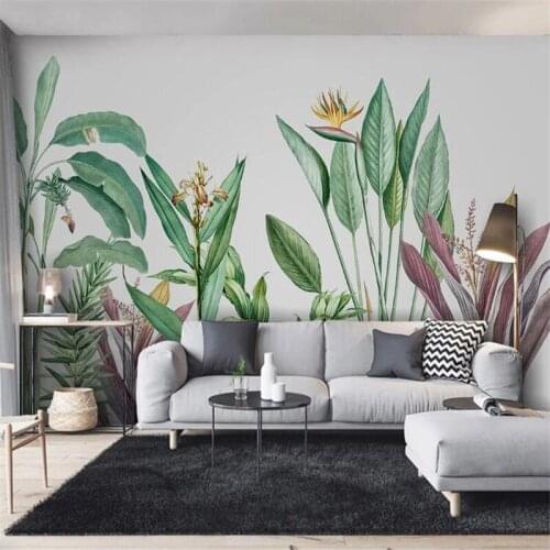 Milofi size custom 3D mural wallpaper Nordic medieval hand-painted small fresh tropical plant background wall decoration
