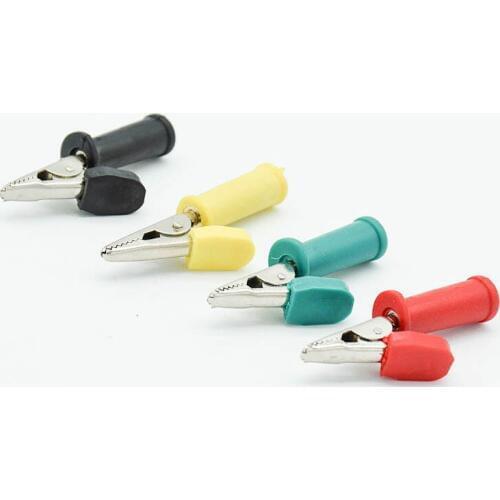 4PCS/LOT Full Insulated Crocodile Alligator Clips With 4mm Socket Banana Jack Test Clamp Wire Clip