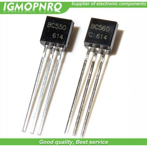 50PCS BC550C + BC560C each 25pcs BC550 BC560 Transistor DIP-3 45V 0.1A TO-92 New Original Free Shipping
