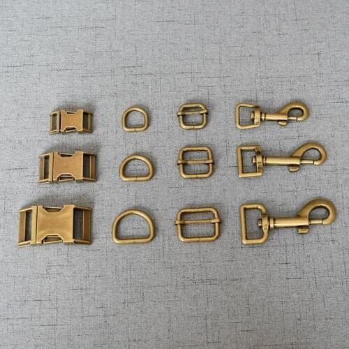 50 Sets 15mm/20mm/25mm Antique Brass Metal Buckle Adjust D Ring Dog Clasp Environmental DIY Accessory Cat Collar Accessories