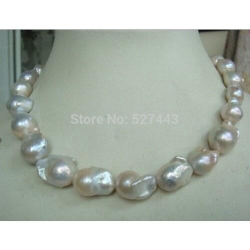 Free shipping Wholesale natural huge 25mm Australian south sea white baroque pearl necklace 18inch (A0511)