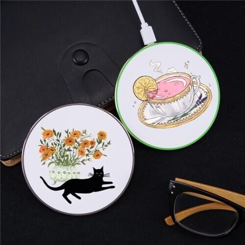 Cute Cat Flowers 10W Qi Wireless Charger For iPhone 11 Pro 8 XS MAX X XR Induction Fast Charging Pad For Samsung S10 Xiaomi mi 9