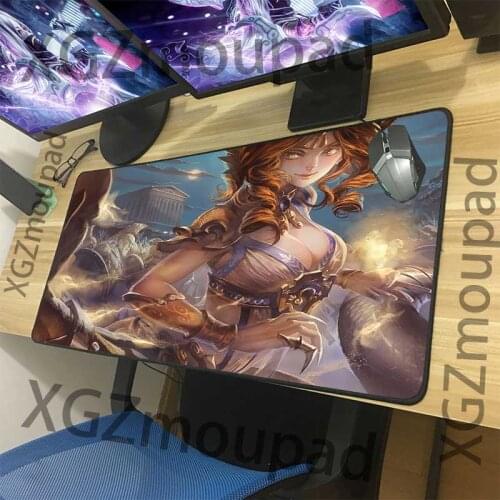 XGZ Anime Greek Girl Sexy Goddess HD Large Gaming Mouse Pad Black Lock Edge Custom Home Computer Table Mat Non-slip Carpet Xxl