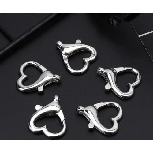 5 Pcs Love Heart Shape Lobster Buckle Keychain Pendant Alloy Jewelry Accessories DIY Metal Material