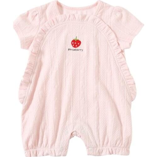 Baby rompers summer strawberry embroidery baby clothes newborn childrens jumpsuits baby girls clothing 0-2Y 2 Color