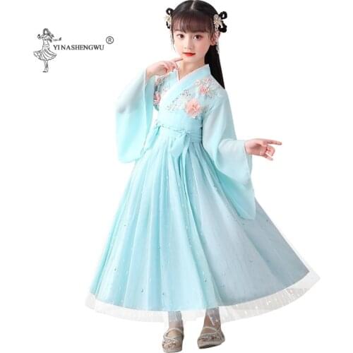Chinese Ancient Costume Children Fairy Costume Cosplay Hanfu Folk Dance Performance Costume Girl In Traditional Chinese Costume