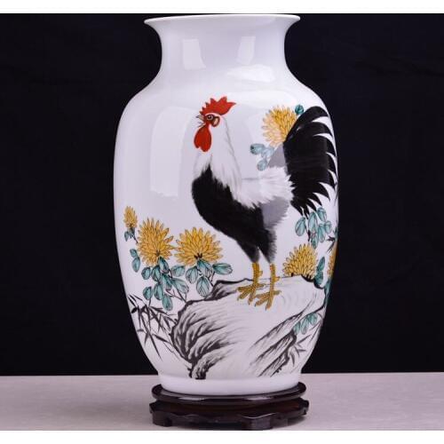 Jingdezhen ceramic Famille Rose Porcelain Vase ceramic bottle gourd bottle cock map decoration
