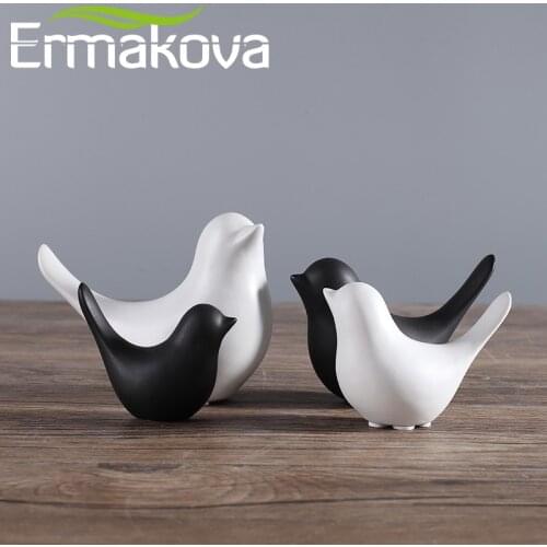 ERMAKOVA 2 Pcs of Set Ceramic Bird Figurine Animal Bird Statue Porcelain Figurine Home Bar Coffee Shop Office Wedding Decor Gift