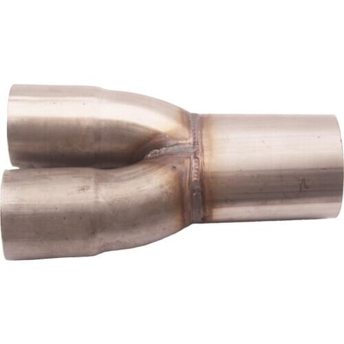 2-1 Stainless Steel Exhaust Merge Collector Dual 2" ID Inlet Single 2.5" OD