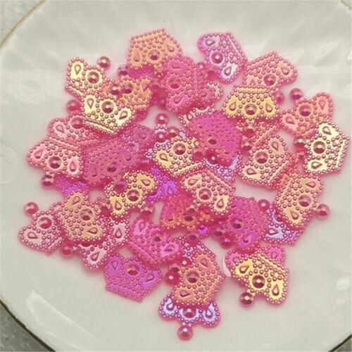 100PCS 11*12mm Crown Resin AB Color FlatBack Scrapbook Appliques Decoration DIY