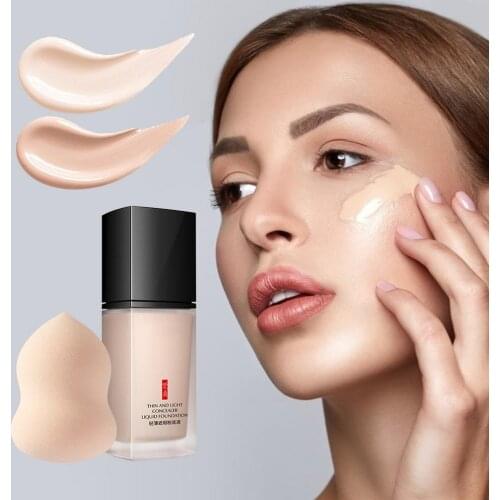 Face Foundation Cream Waterproof Long-lasting Concealer Oil Liquid Professional Matte Base Make Up Cosmetics With Powder Puff