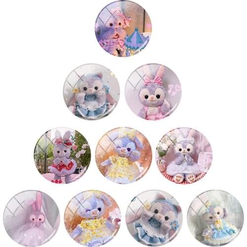Disney Plush Doll 12mm/15mm/16mm/18mm/20mm Photo Xingdailu Photo Glass Cabochon Dome Flat Back DIY Creative Jewelry