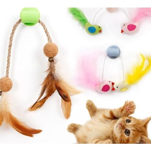 Cute Pet Cat Supplies Sound Catnip Toys Ball Hairball Kitten Play Feather Teaser Colorful Cat Feather Toys