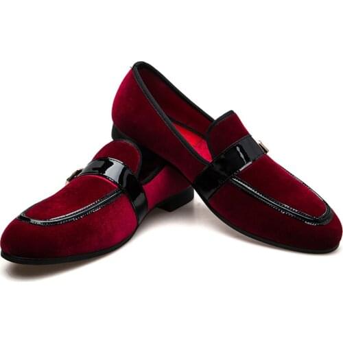 MEIJIANA Fashion Autumn Style Men Loafers High Quality Genuine Leather Shoes Men Flats Metal Buckle Red Shoes