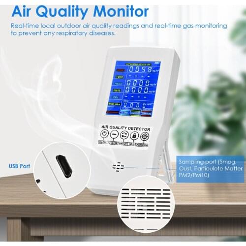 Air Quality Monitor Formaldehyde Accurate Testing PM2.5 PM10 CO2 AQI Detector Home Office Indoors Measuring Tool Multifunctional