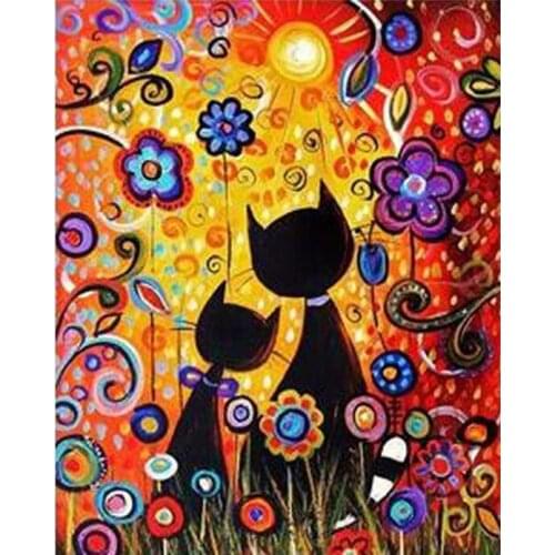 Birthda Anime Cat Animal DIY Digital Painting By Numbers Modern Wall Art Canvas Paint Holiday Gift Home Decor 40x50