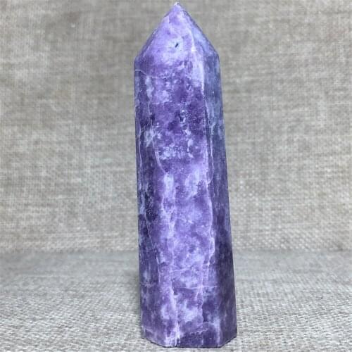 Natural Lepidolite Quartz Crystal Wicca Wand Witchcraft Pyramid Ornament Meditation Therapy Purple Mica Home Decor Point Tower