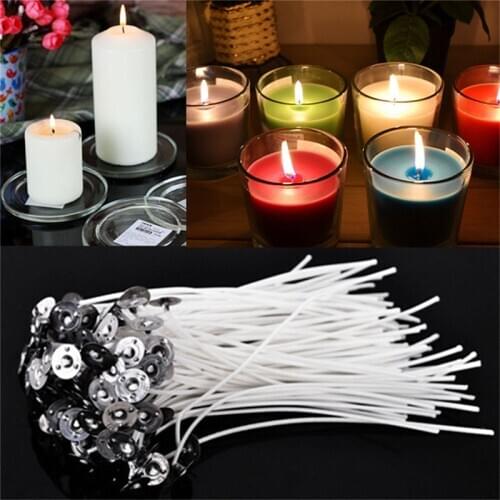 New 30PCS 4 Inch Durable Candle Wicks Cotton Core Waxed With Sustainers For DIY Making Candles Gifts Supplies Wholesale