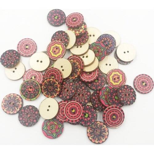 New 50pcs European Style Round Wood Buttons 15mm/20mm/25mm Sewing Mix WB726