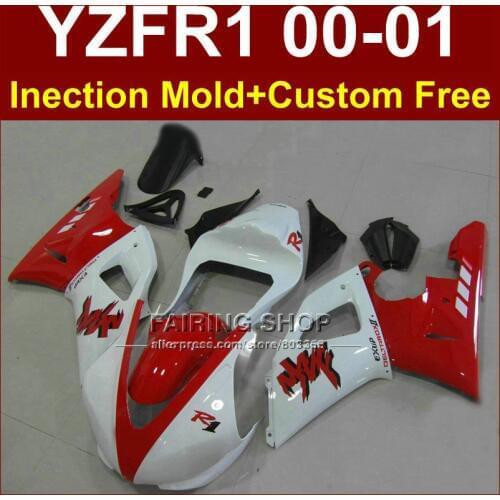 Red glossy white bodyworks EXUP for YAMAHA fairings YZFR1 2000 2001 yzf 1000 YZF R1 00 01 ABS plastic body repair parts+7gifts