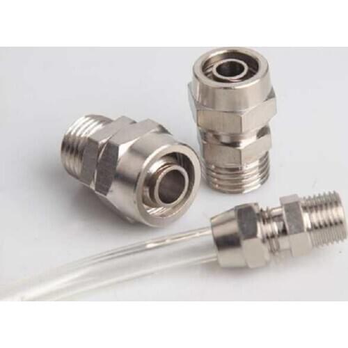 Copper Material Pneumatic Screw Thread Quick Connectors PC6-1/8" 1/4" 3/8"1/2 Hose Fast Twist Air Lock Nut Pass-through Fittings