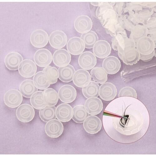100Pcs Eyelash Extension Glue Cup Lash Blossom Lift Quick Flowering Plastic Eyelash Glue Holder Eyelashes Adhesive Stand Cup