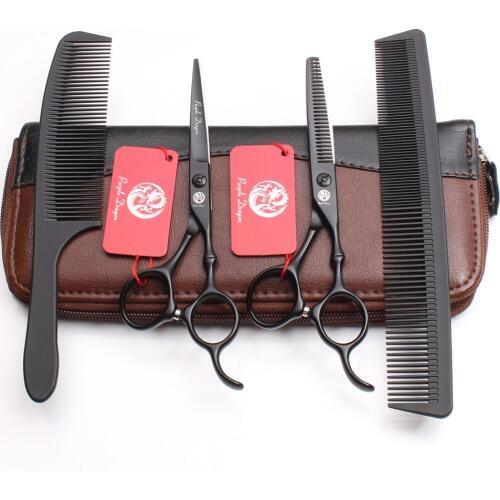 4Pcs/Set Z9030 5.5'' Japan Steel 440C Professional Hairdressing Human Hair Scissors Combs + Cutting Shears + Thinning Scissors