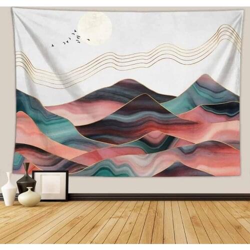 Psychedelic Natural Scenery Mountain Sun Tapestry Wall Hanging Hippie Backdrop Decor Tapestry Cloth Thin Bedspread Wall Carpets