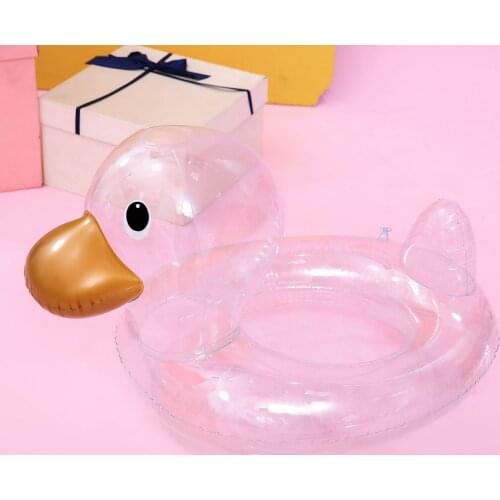 Cute Duck Swim Ring Summer Baby Inflatable Floating Ring Transparent Photography Props Swimming Pool Accessories Kids Floats