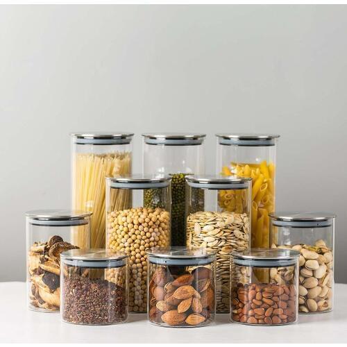 300/500/750/1000ML Glass Airtight Storage Jars Kitchen Food Storage Canister Containers For Candy Cookies Sugar Flour