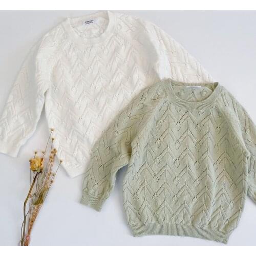 Spring Kids Boys Girls Long Sleeve Knit Hollow Out Top New 2021 Autumn Baby Clothing Boys Girls Pullover Sweaters