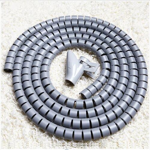 1M 40mm Grey Flexible Cable Organizer Spiral Cord Protector Tube Wire Wrap Wire Storage Pipe Cable Winder