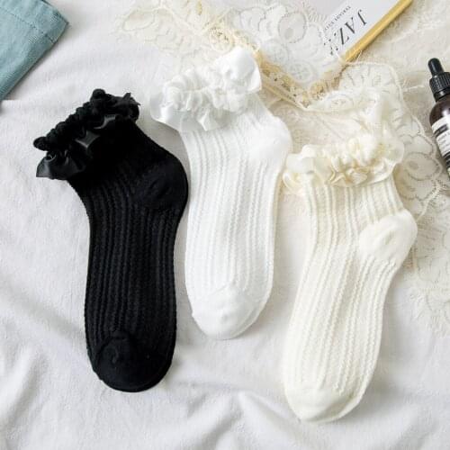 Spring Ribbon Bubble Papaw Pawpaw Socks Summer Black Beige White Solid Color College Style Cotton Bubbles Pure Foam Chaste Clean