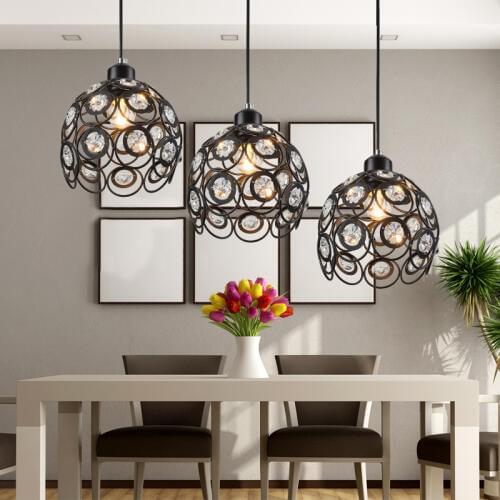 Iron hollow restaurant Pendant Lights crystal lamp bar porch lamp library iron decorative Pendant lamps 1/3heads lamps ZA