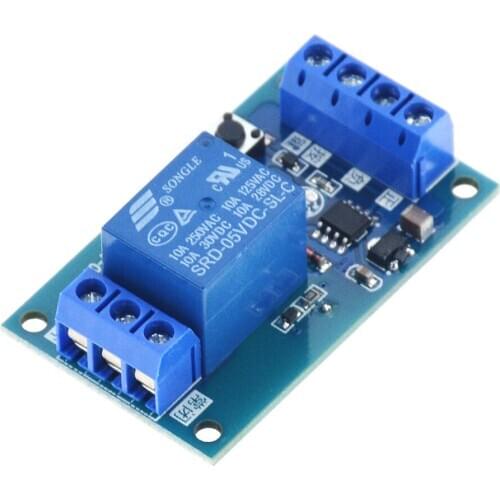 1PCS DC 5V 12V Single Key Bond Bistable Relay Module Car Modification Switch Start Stop Self-Locking