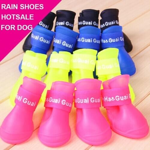 4pcs/set Pet Dog Cats Rain Shoes Pet Boots Rubber Portable Anti Slip Waterproof small big dog Rain Shoes Pet items S/M/L/XL/XXL