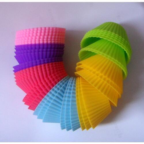 5Pcs 9gram Round Silicone Cupcake Mould 7x4x3.2cm Chocolate Baking Cup Liner Baking Molds Maker Mold Tray DIY Cake Decorating