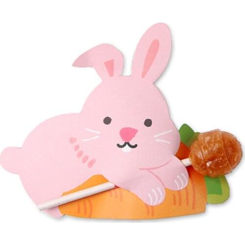50Pcs Cartoon Rabbit Lollipop Candy Decorative Paper Card Wedding Party Baby Shower Favors Gifts Tags Label Card