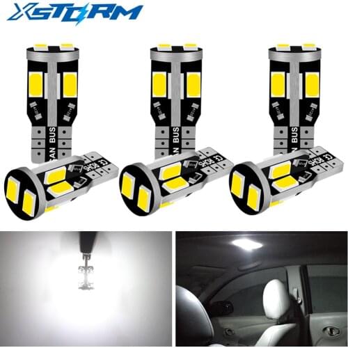 6pcs W5W 194 168 T10 LED Bulbs Canbus No Error 6000K White Wedge Car License Plate Dome Reading Lights Auto Lamp 12V