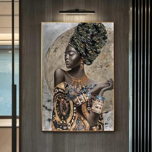 Abstract African Girl Canvas Painting Graffiti Art Posters and Prints Wall Art Pictures for Living Room Wall Decoration Cuadros
